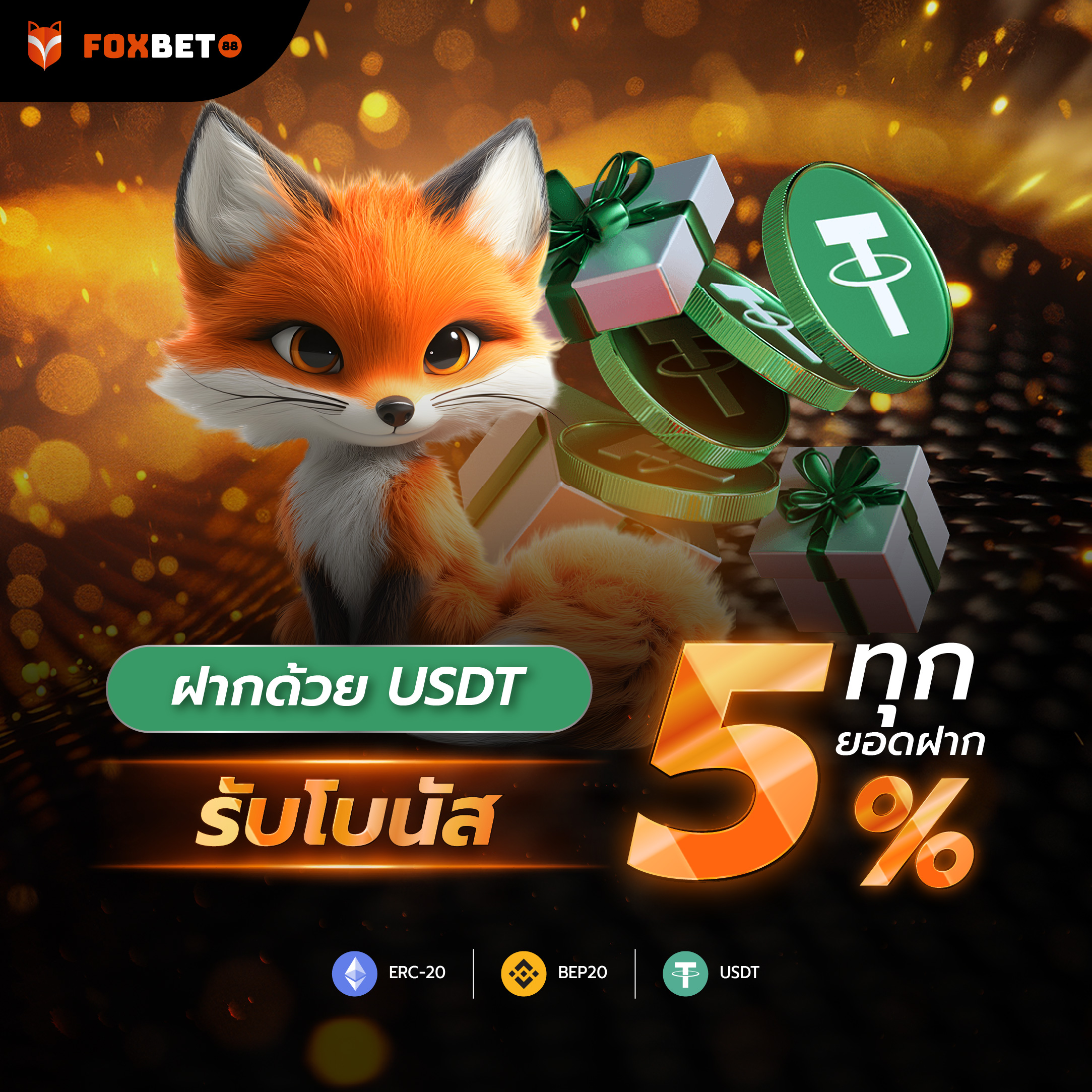 ฝากด้วย USDT รับโบนัส 5% ทุกยอดฝาก